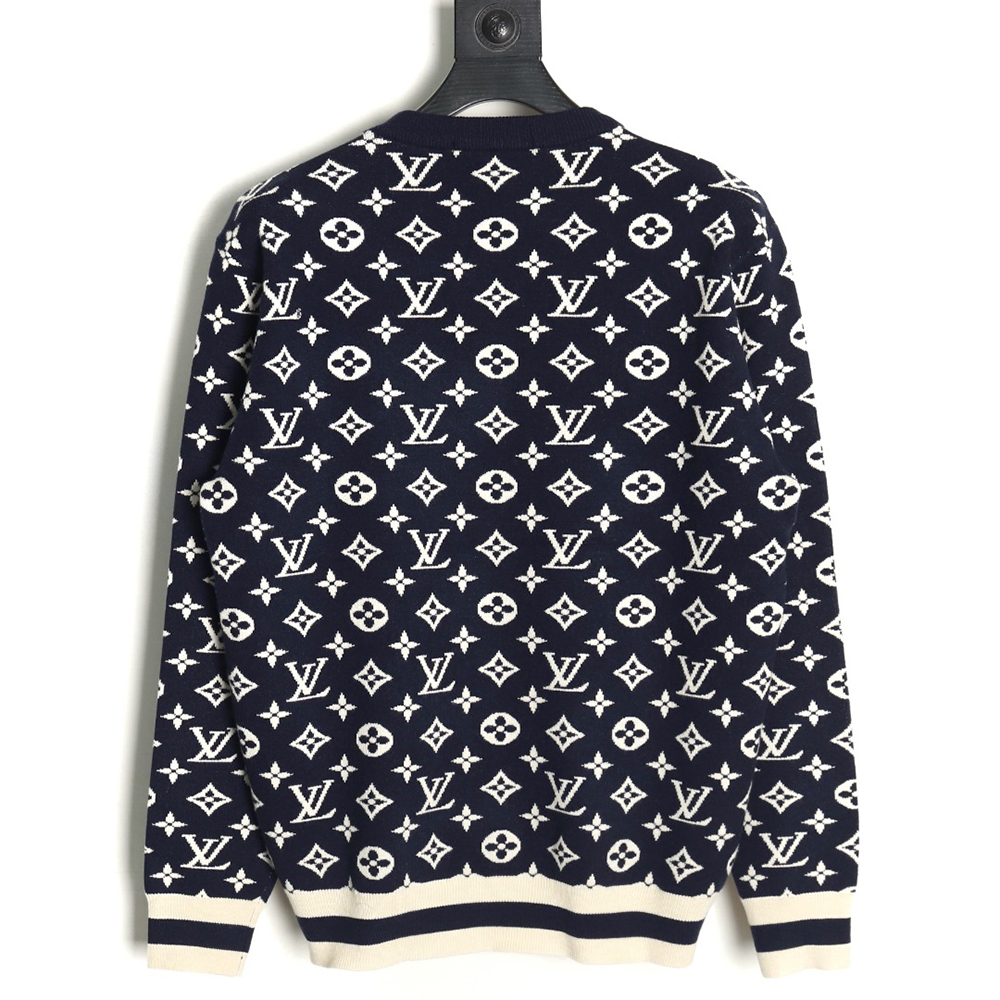 Louis Vuitton chain all over print monogram round neck sweater TSK1