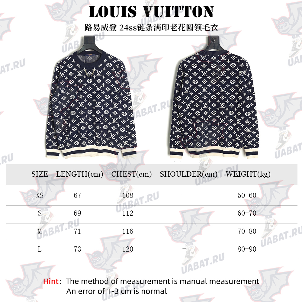 Louis Vuitton chain all over print monogram round neck sweater TSK1