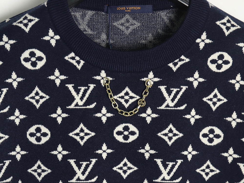 Louis Vuitton chain all over print monogram round neck sweater TSK1