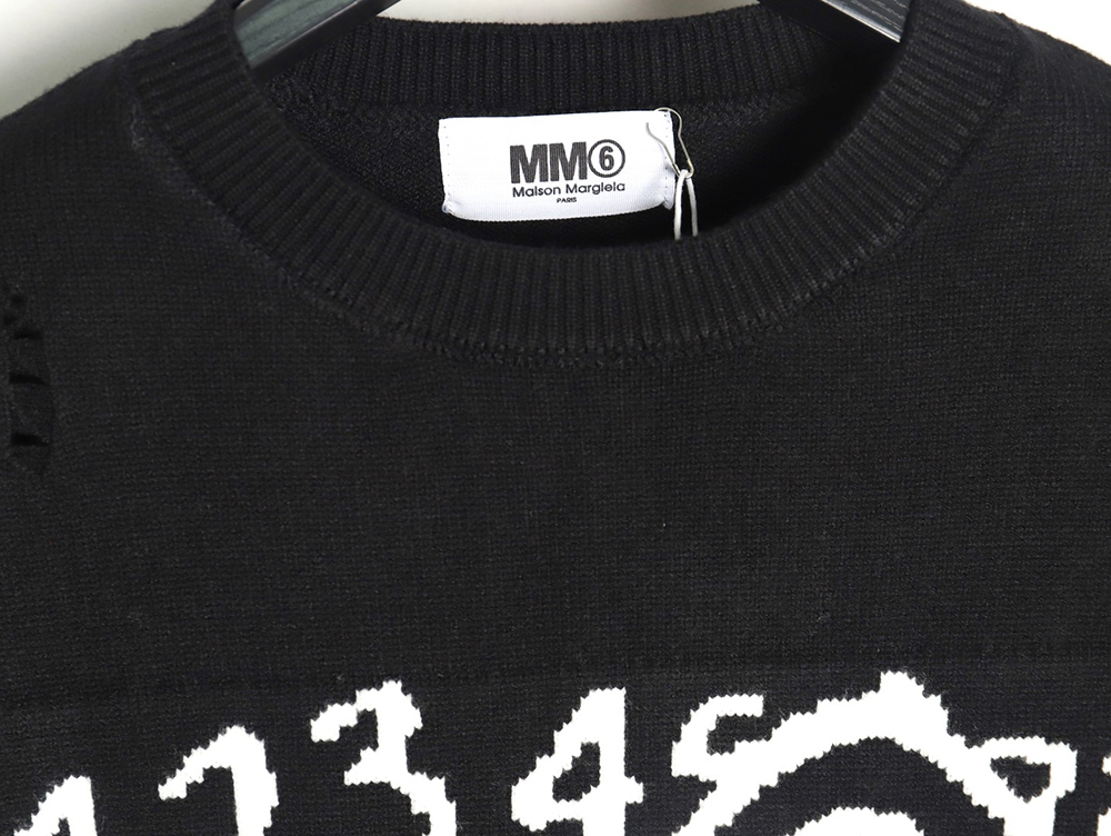 Maison Margiela Numbers distressed knitted crewneck sweater