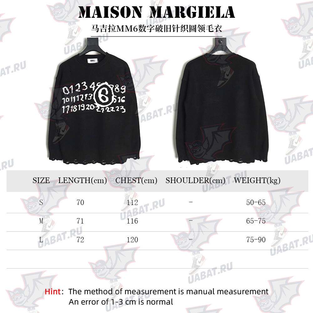 Maison Margiela Numbers distressed knitted crewneck sweater