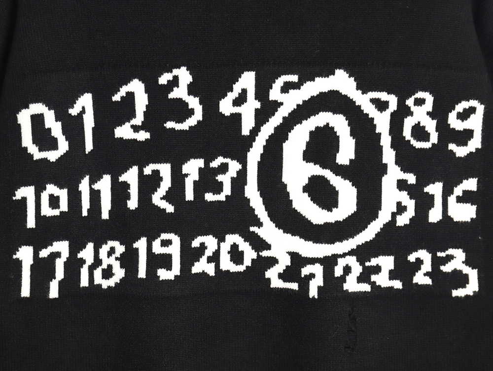 Maison Margiela Numbers distressed knitted crewneck sweater