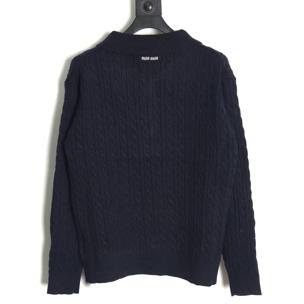 Miu Miu cable cashmere POLO collar sweater