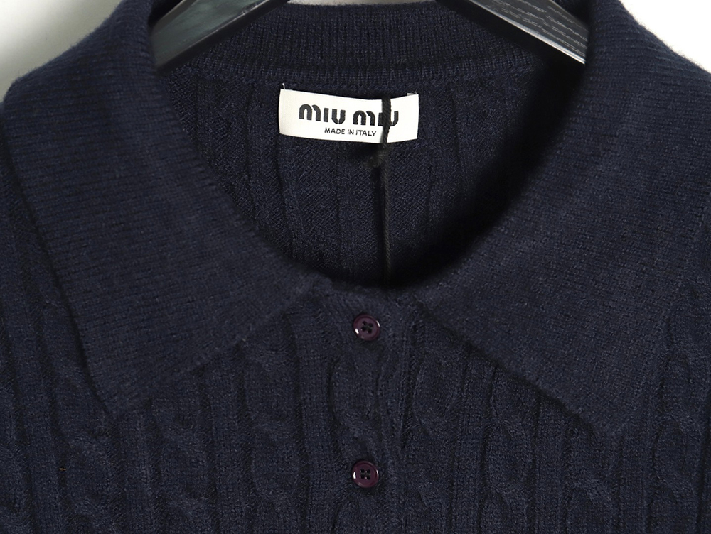 Miu Miu cable cashmere POLO collar sweater