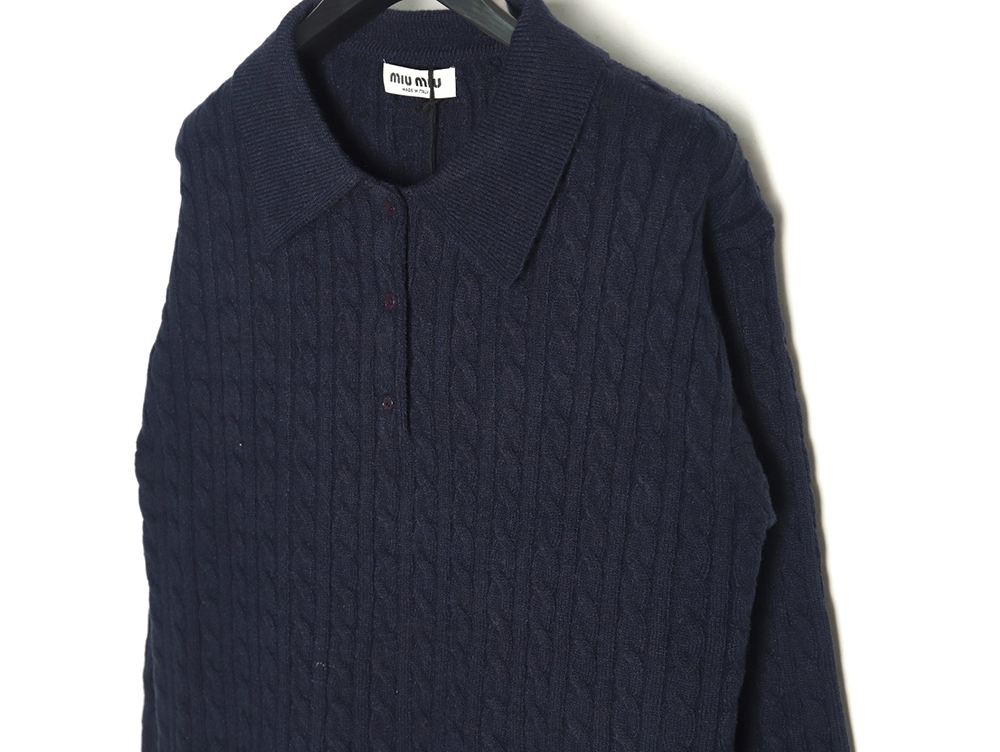 Miu Miu cable cashmere POLO collar sweater