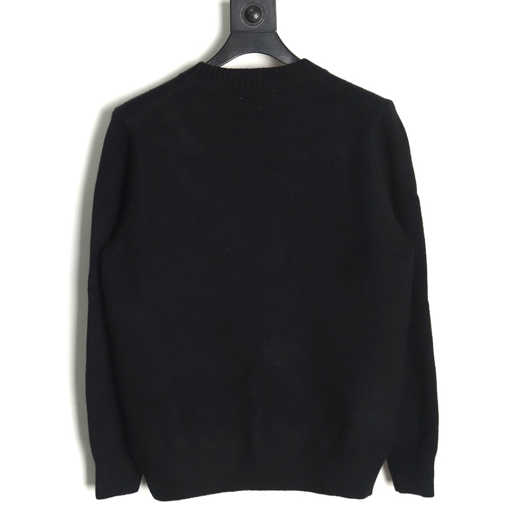 Miu Miu Lettering Jacquard Long Sleeve Crewneck Sweater
