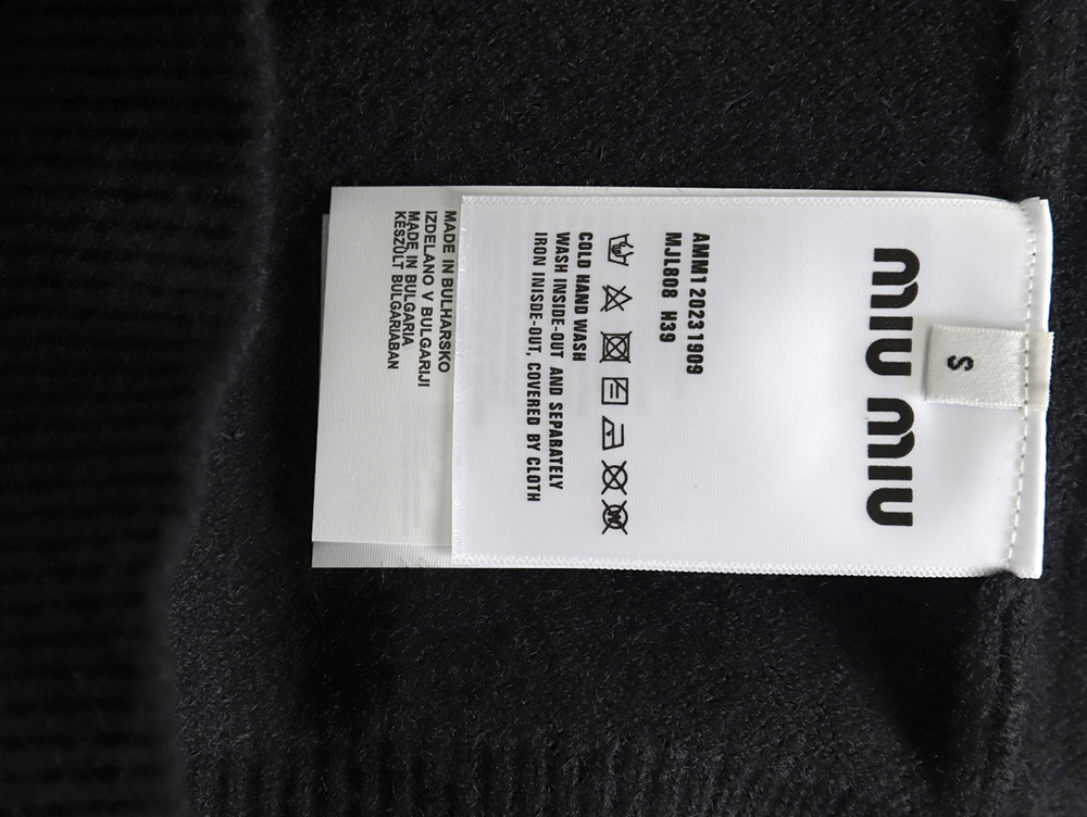 Miu Miu Lettering Jacquard Long Sleeve Crewneck Sweater