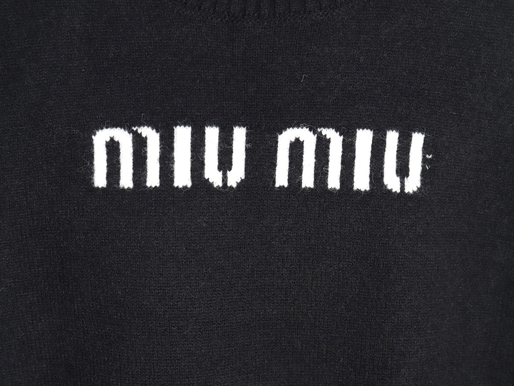 Miu Miu Lettering Jacquard Long Sleeve Crewneck Sweater