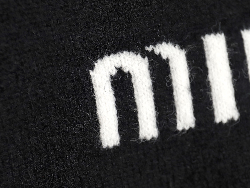 Miu Miu Lettering Jacquard Long Sleeve Crewneck Sweater