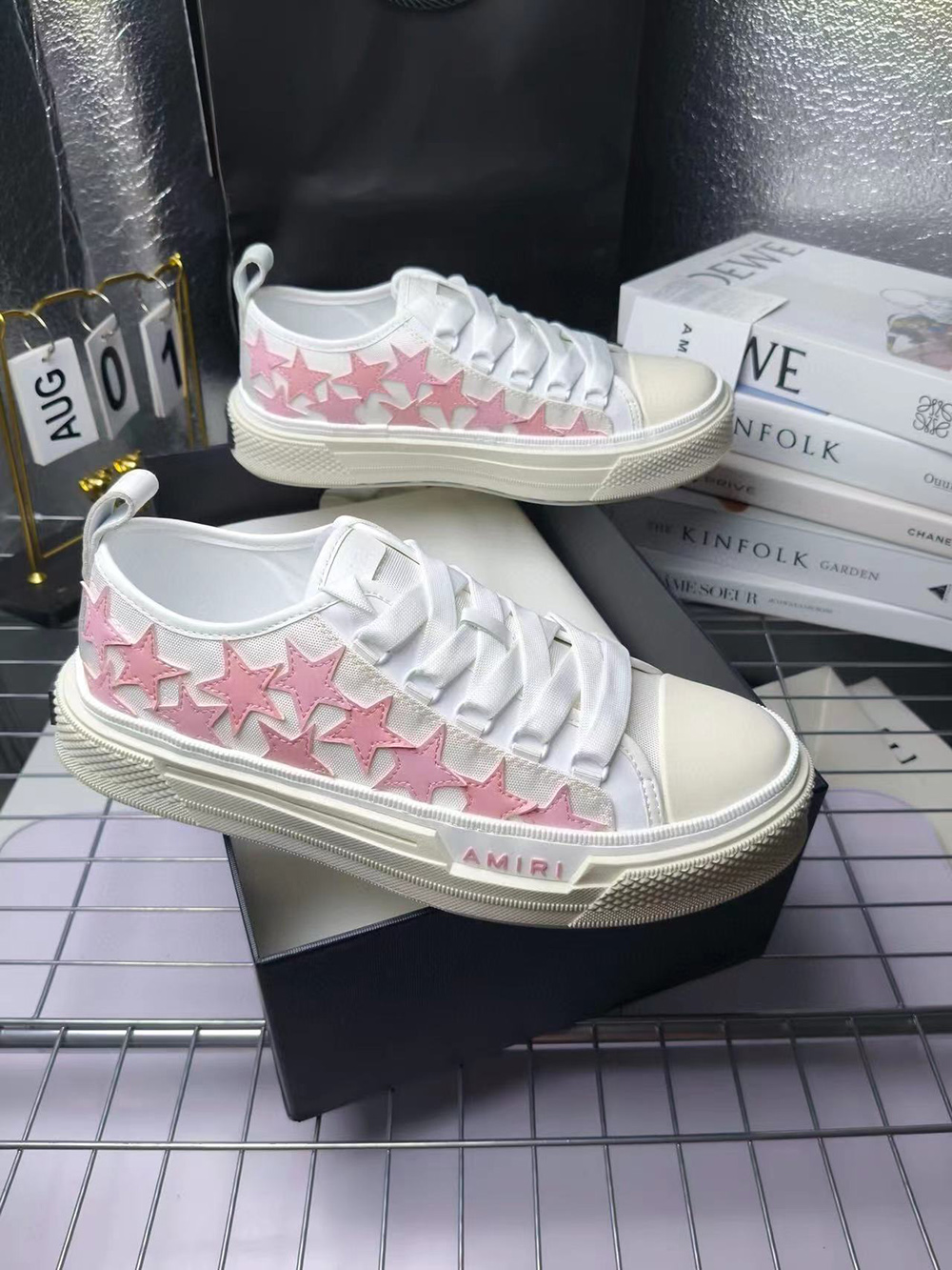 Amiri Stars Court Low 'White Pink Canvas'