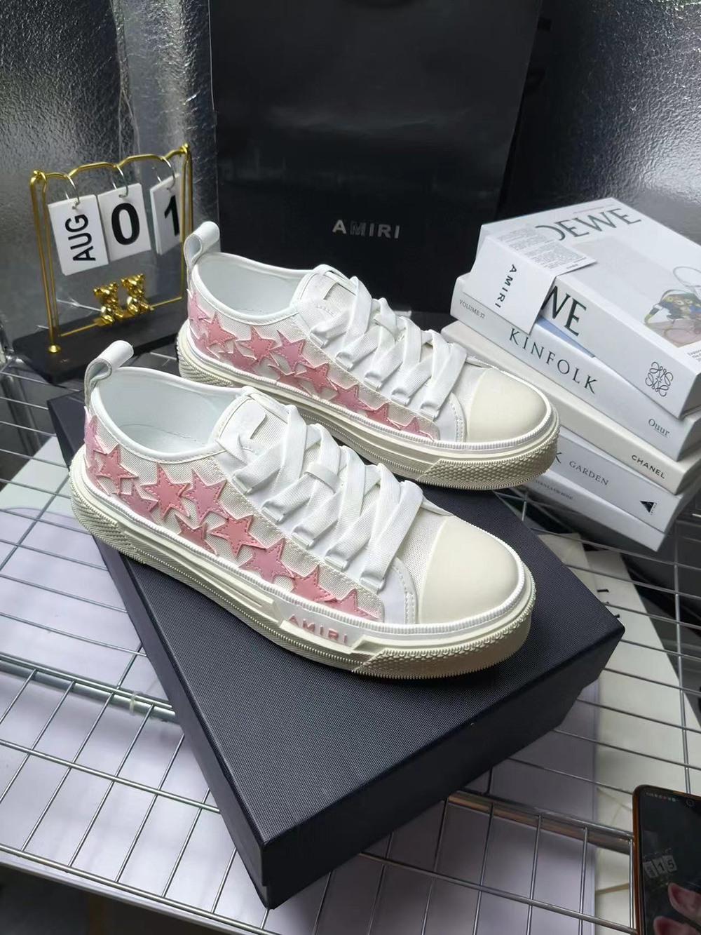 Amiri Stars Court Low 'White Pink Canvas'