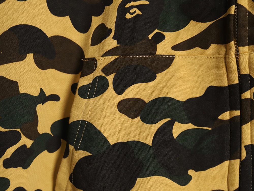 BAPE shark head tiger head zipper camouflage double hooded hoodie