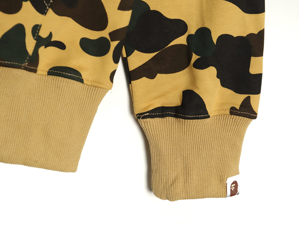 BAPE shark head tiger head zipper camouflage double hooded hoodie