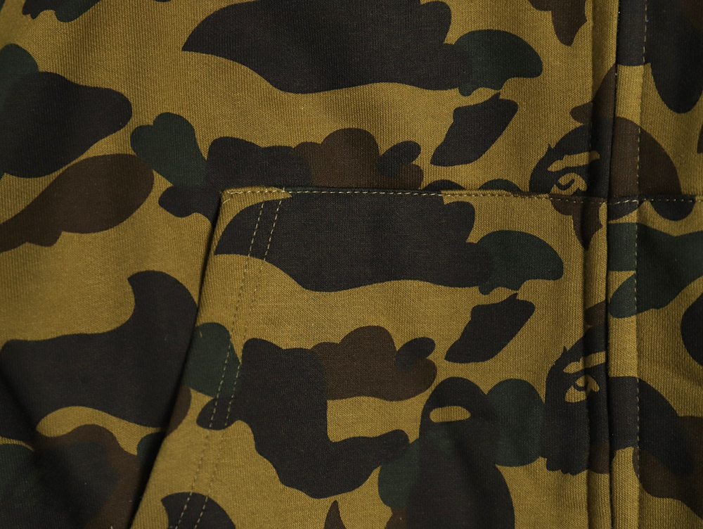 BAPE shark head tiger head zipper camouflage double hooded hoodie TSK1