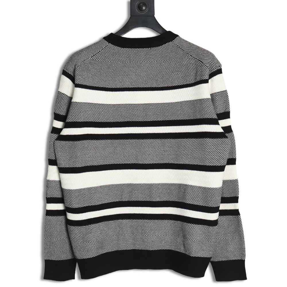 Chanel Double CC Logo Embroidered Striped Knitted Pullover