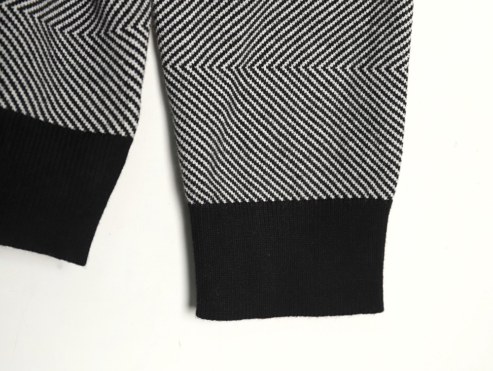 Chanel Double CC Logo Embroidered Striped Knitted Pullover
