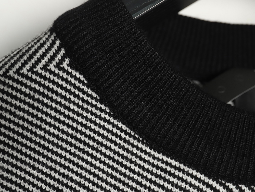 Chanel Double CC Logo Embroidered Striped Knitted Pullover