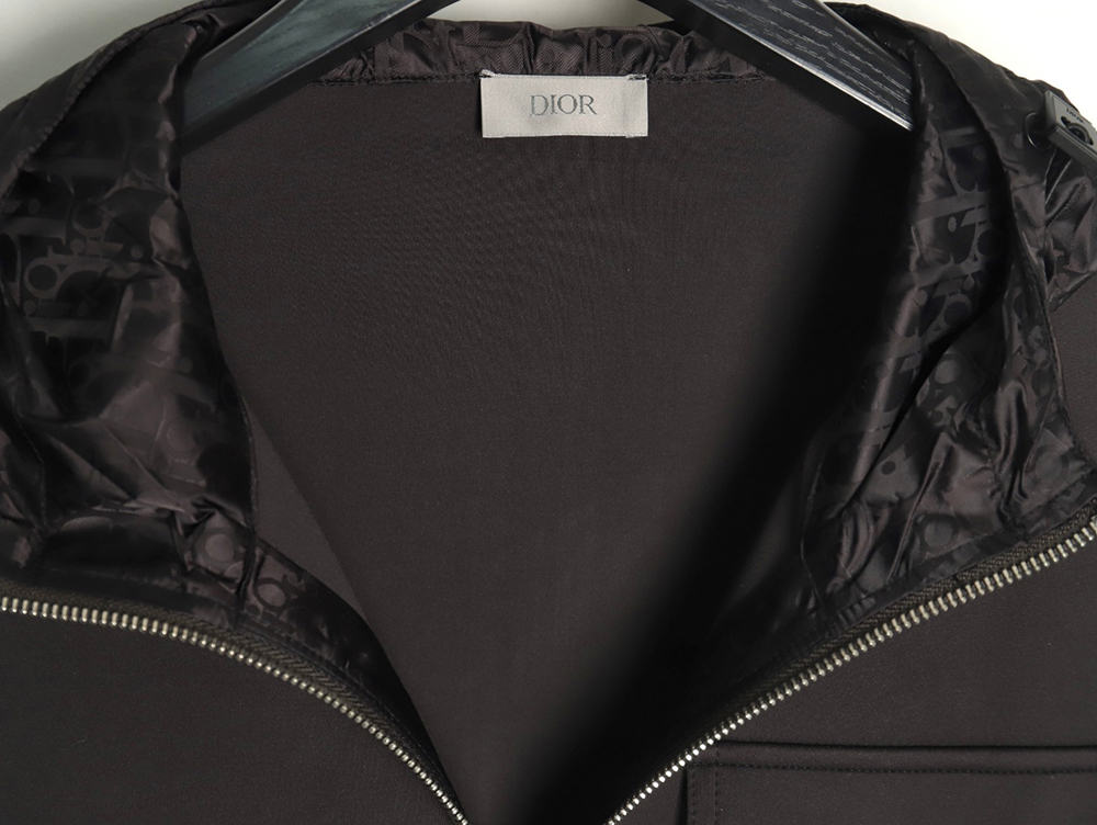 Dior patchwork letter embroidered hooded jacket