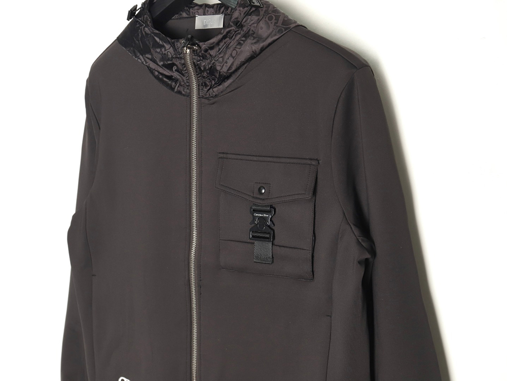 Dior patchwork letter embroidered hooded jacket