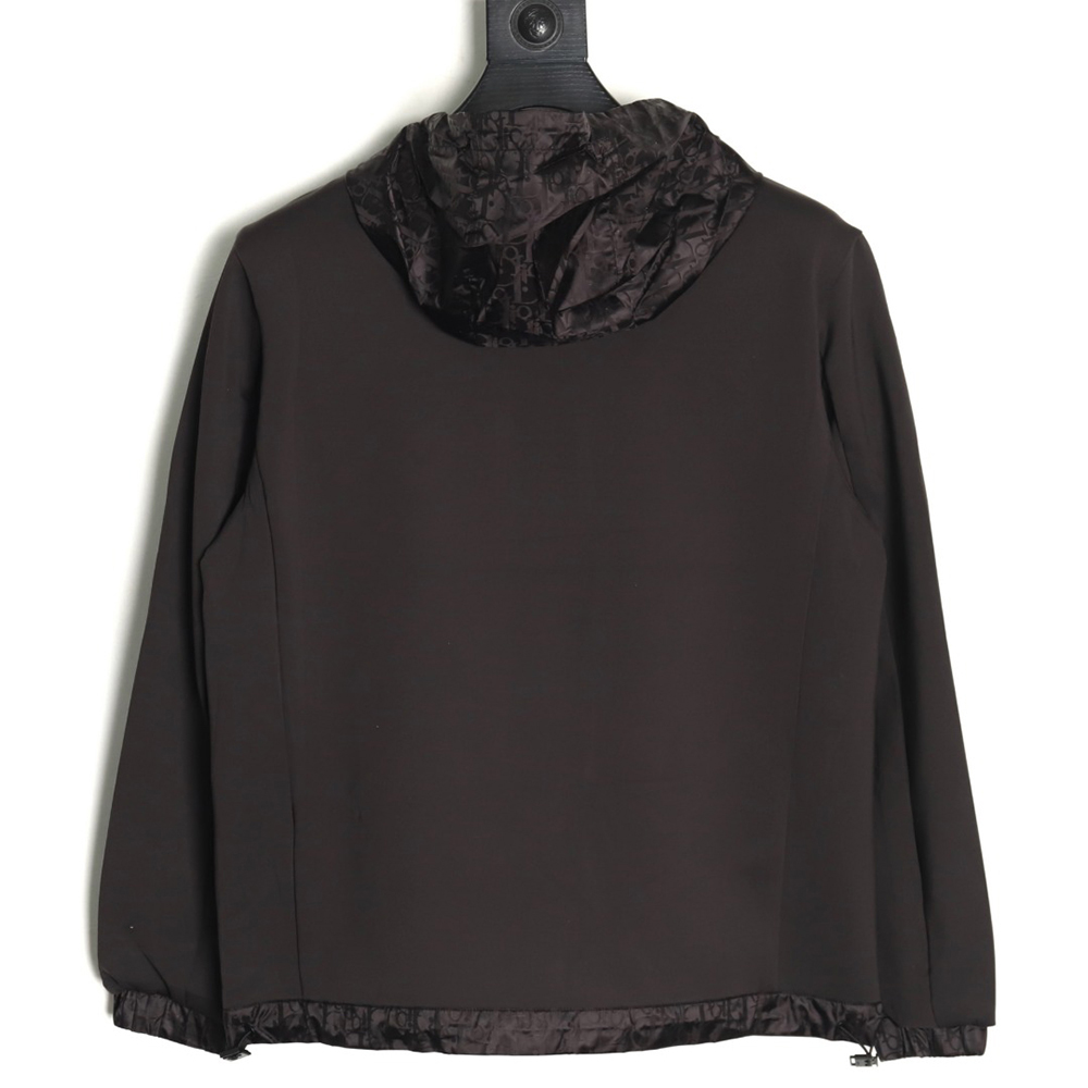 Dior patchwork letter embroidered hooded jacket