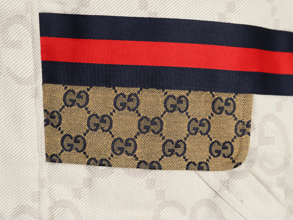 Gucci Double G all-over jacquard patchwork ivory denim jacket