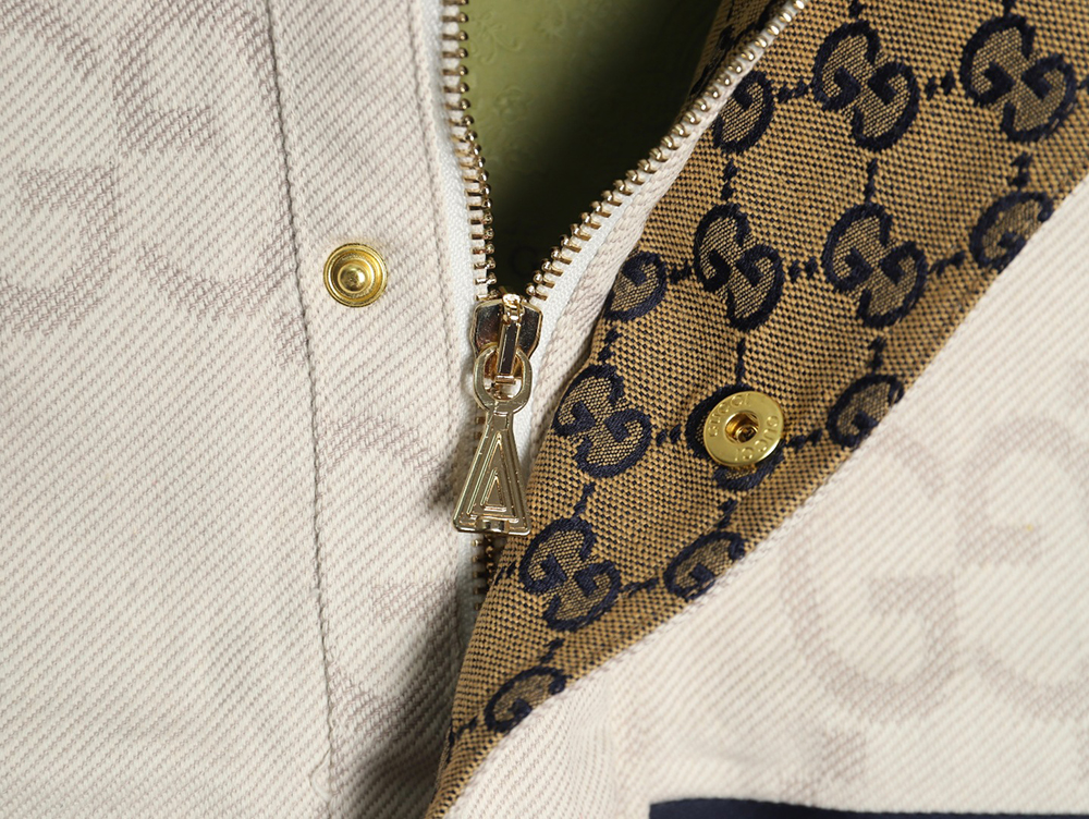 Gucci Double G all-over jacquard patchwork ivory denim jacket