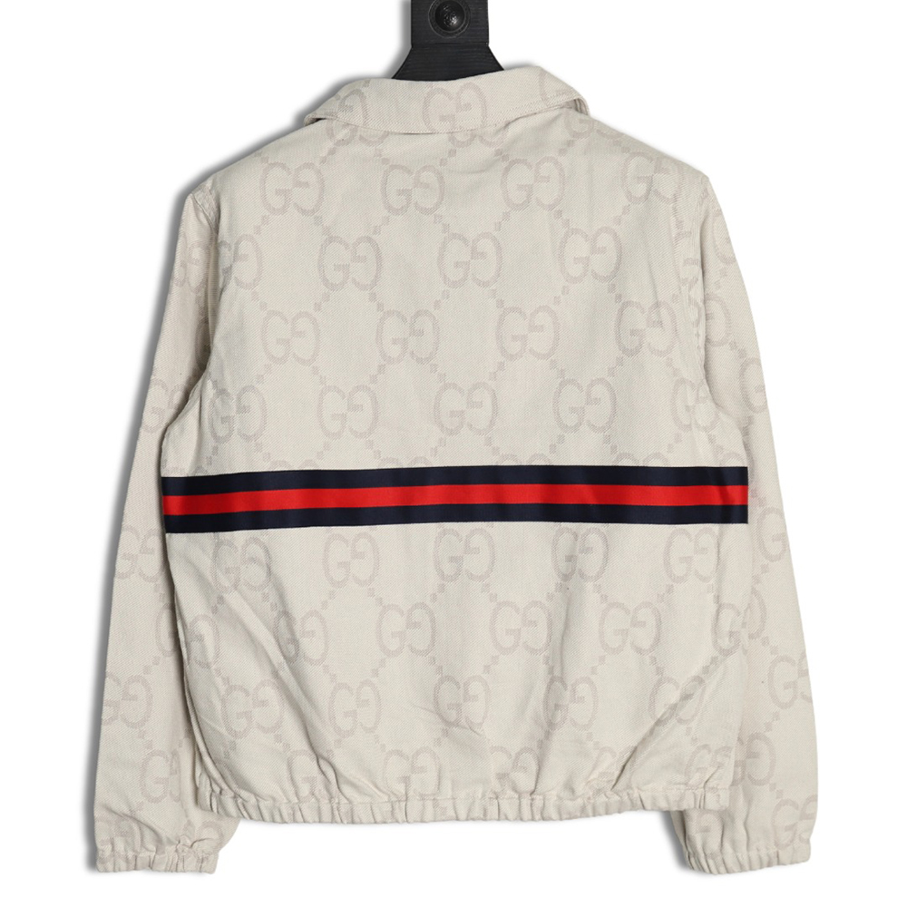 Gucci Double G all-over jacquard patchwork ivory denim jacket