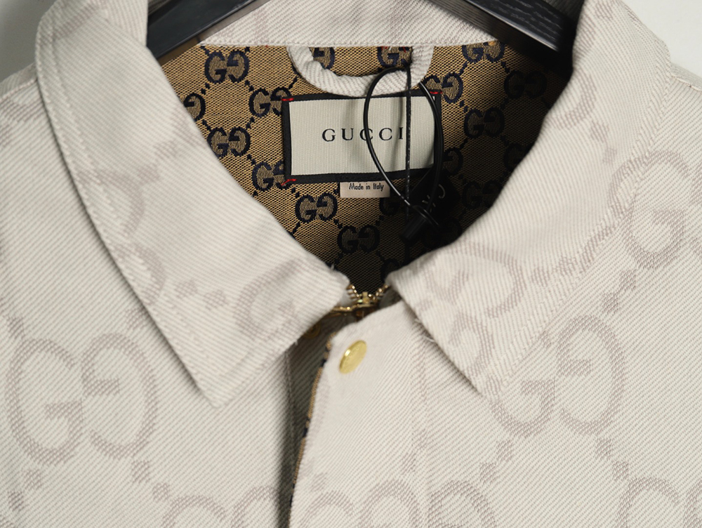 Gucci Double G all-over jacquard patchwork ivory denim jacket
