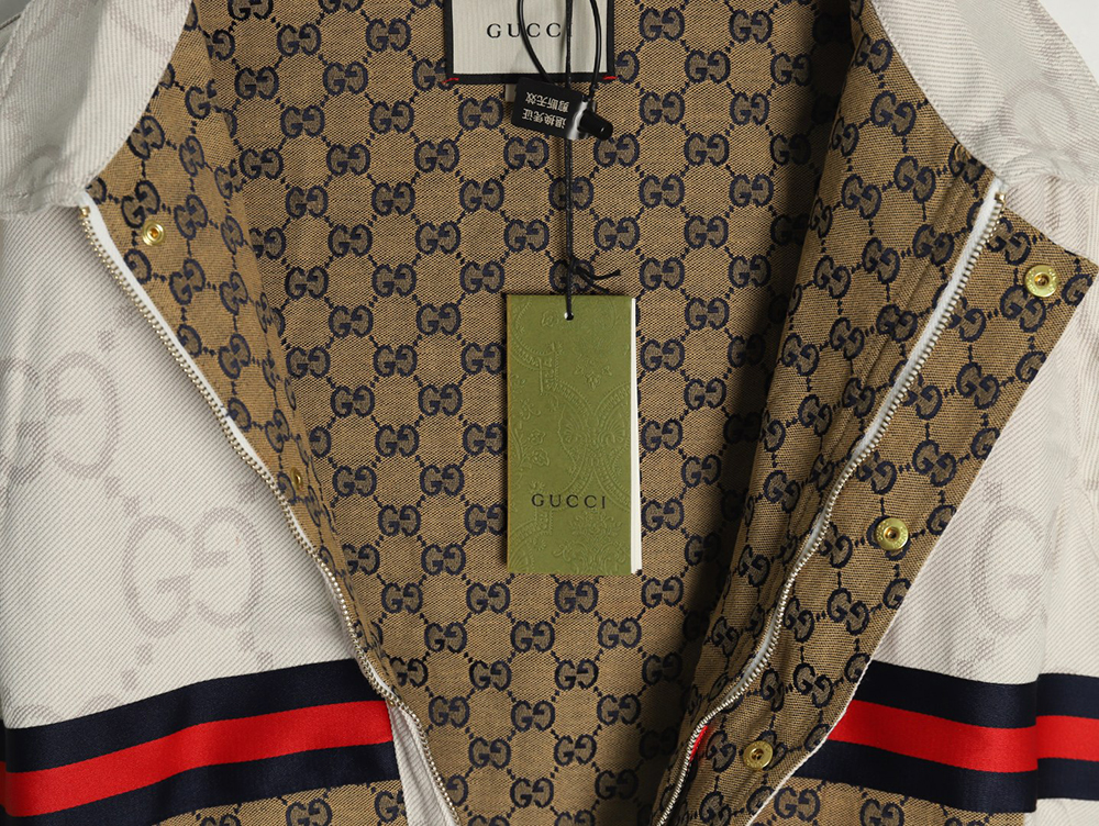 Gucci Double G all-over jacquard patchwork ivory denim jacket