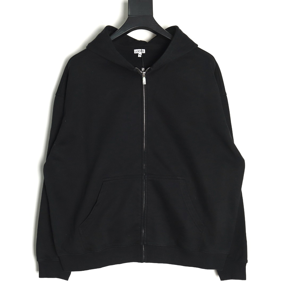 Loewe embossed back embossed large logo zipper hooded jacket