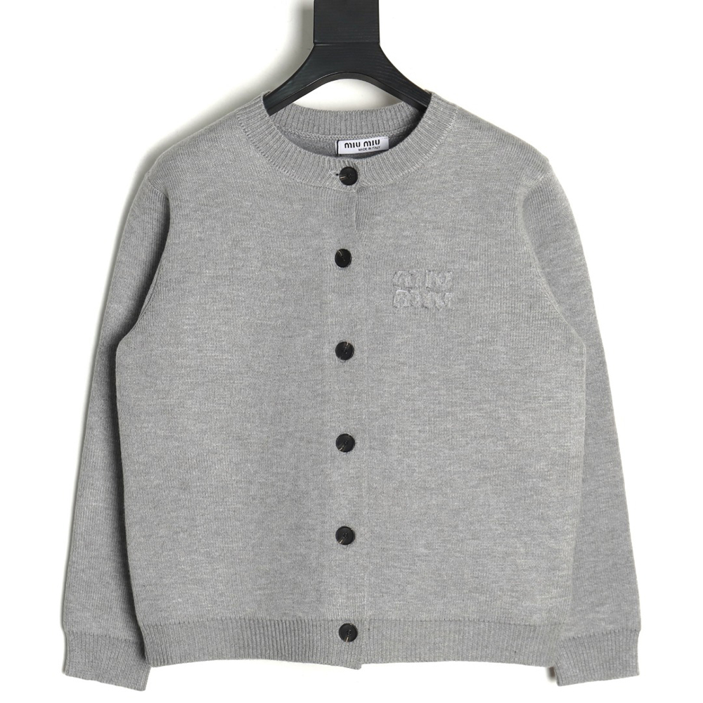 Miu Miu Minimalist Lettering Cardigan Sweater