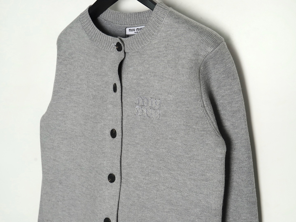 Miu Miu Minimalist Lettering Cardigan Sweater