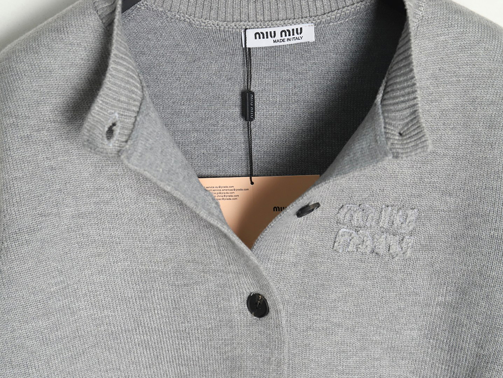 Miu Miu Minimalist Lettering Cardigan Sweater