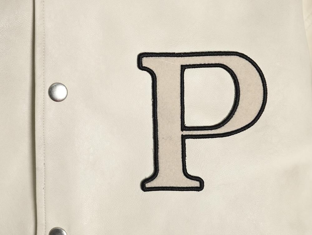 Prada P logo leather bomber jacket