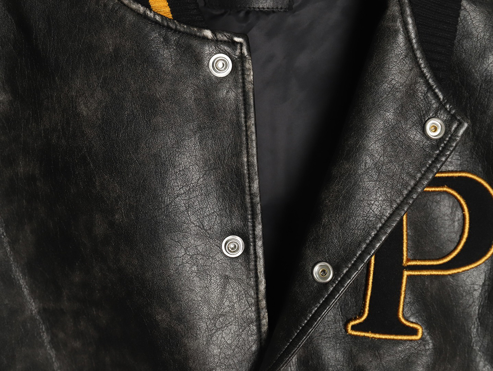 Prada P logo leather bomber jacket TSK1