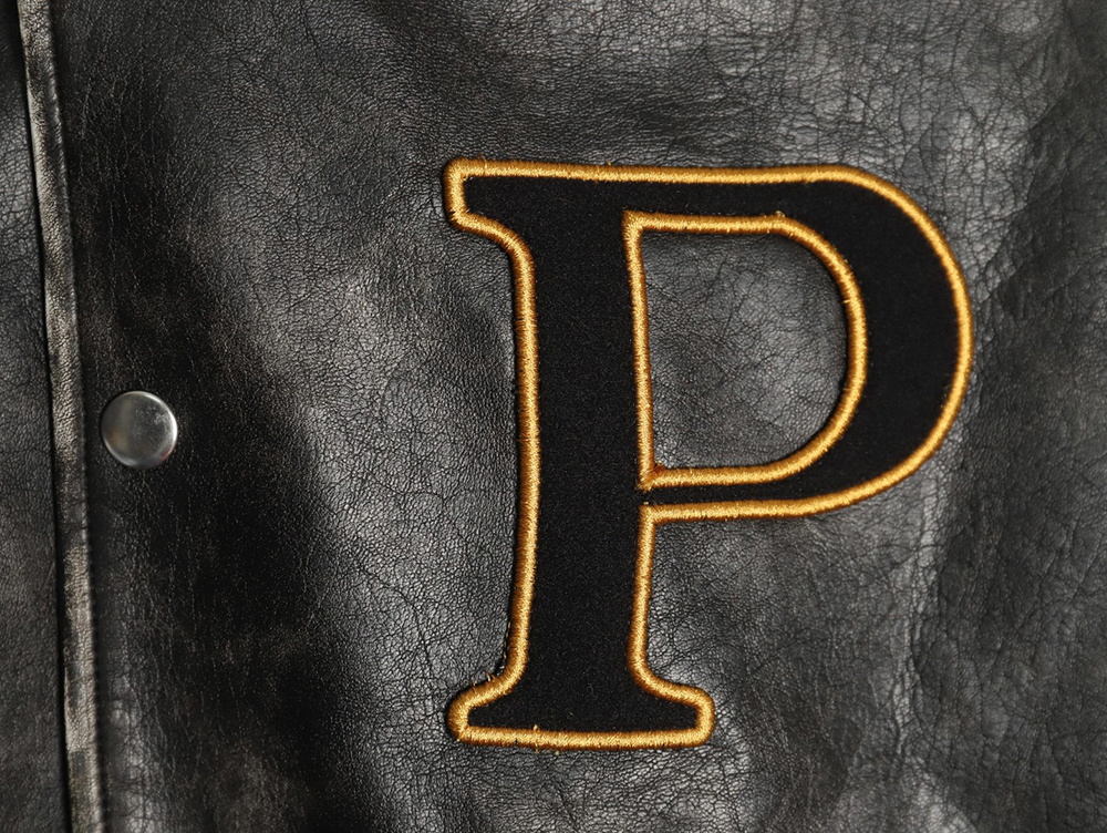 Prada P logo leather bomber jacket TSK1
