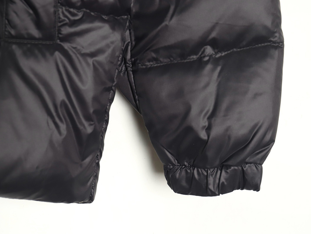 Prada metal triangle logo wide brim hooded down jacket
