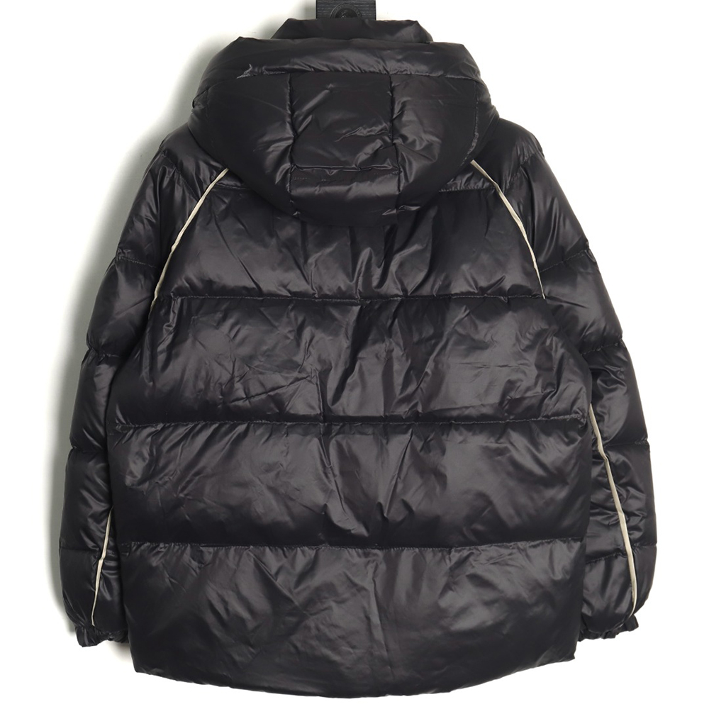 Prada metal triangle logo wide brim hooded down jacket