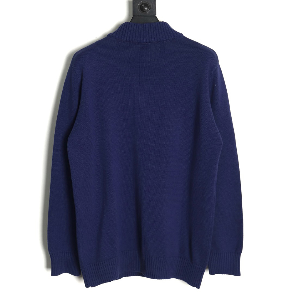 Prada Chest Lettering Half Zip Knit Sweater