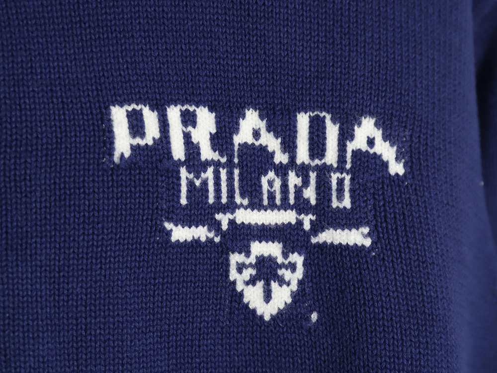 Prada Chest Lettering Half Zip Knit Sweater