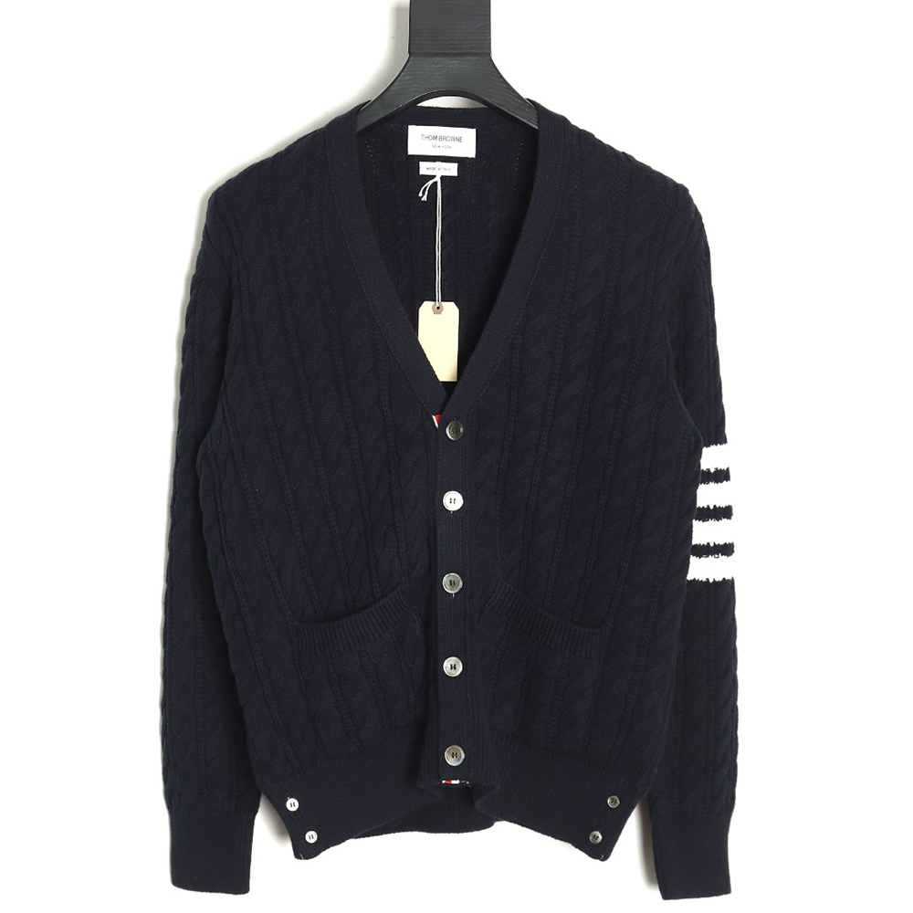 Thom Browne four-strip cable cardigan TSK2