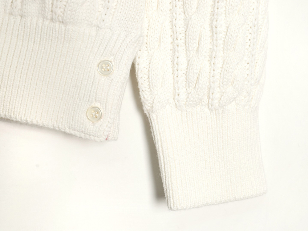 Thom Browne Four-Strip Cable Crewneck Sweater