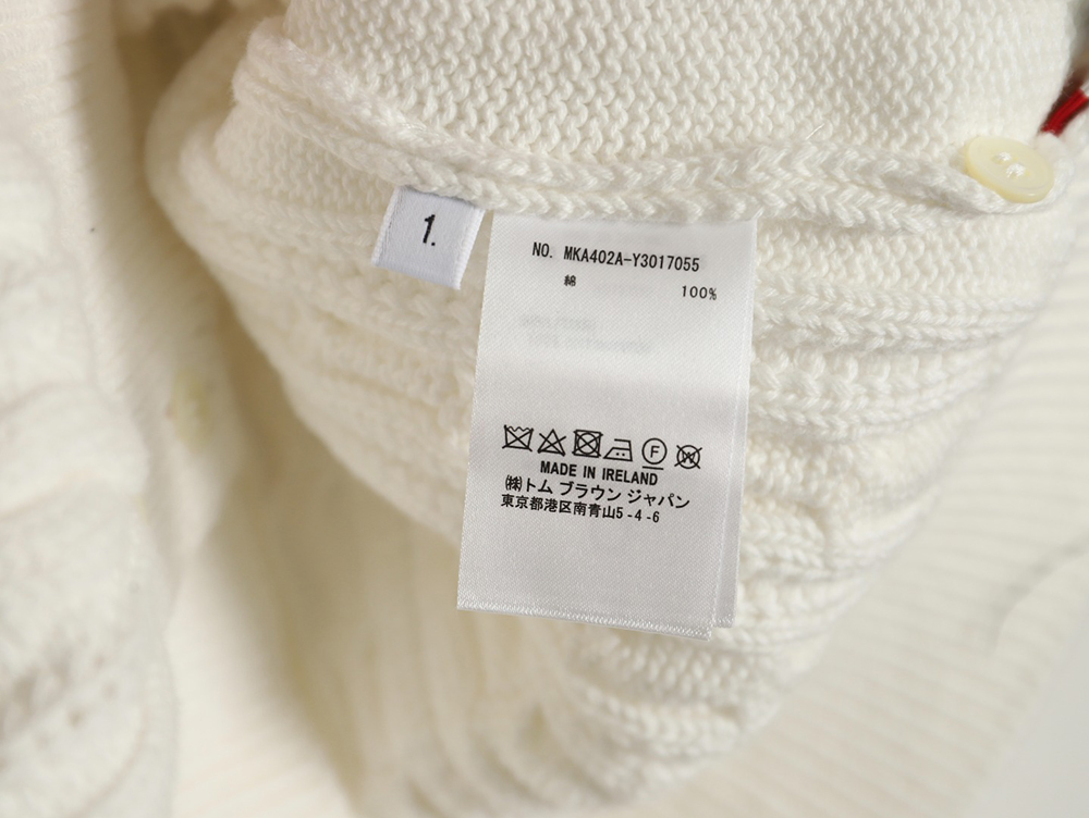 Thom Browne Four-Strip Cable Crewneck Sweater