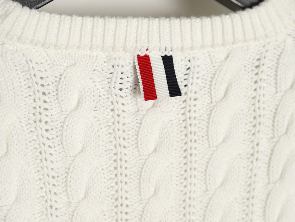 Thom Browne Four-Strip Cable Crewneck Sweater
