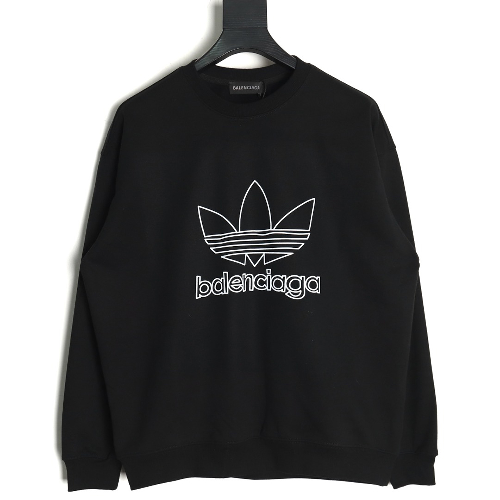 Balenciaga x Adidas Trefoil print crew neck sweatshirt tsk1