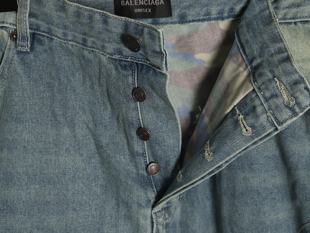 Balenciaga ripped camouflage double jeans