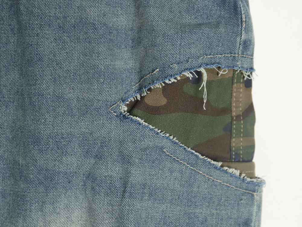 Balenciaga ripped camouflage double jeans