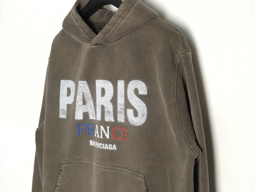 Balenciaga "PARIS" letter print velvet hooded sweatshirt