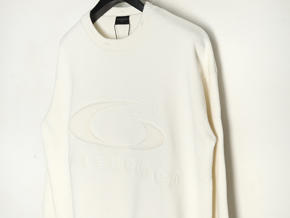Balenciaga embossed three-dimensional lettering hole knit sweater