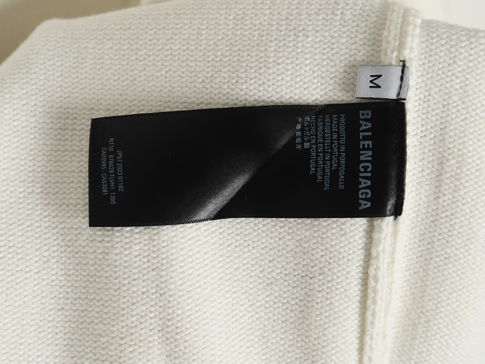 Balenciaga embossed three-dimensional lettering hole knit sweater